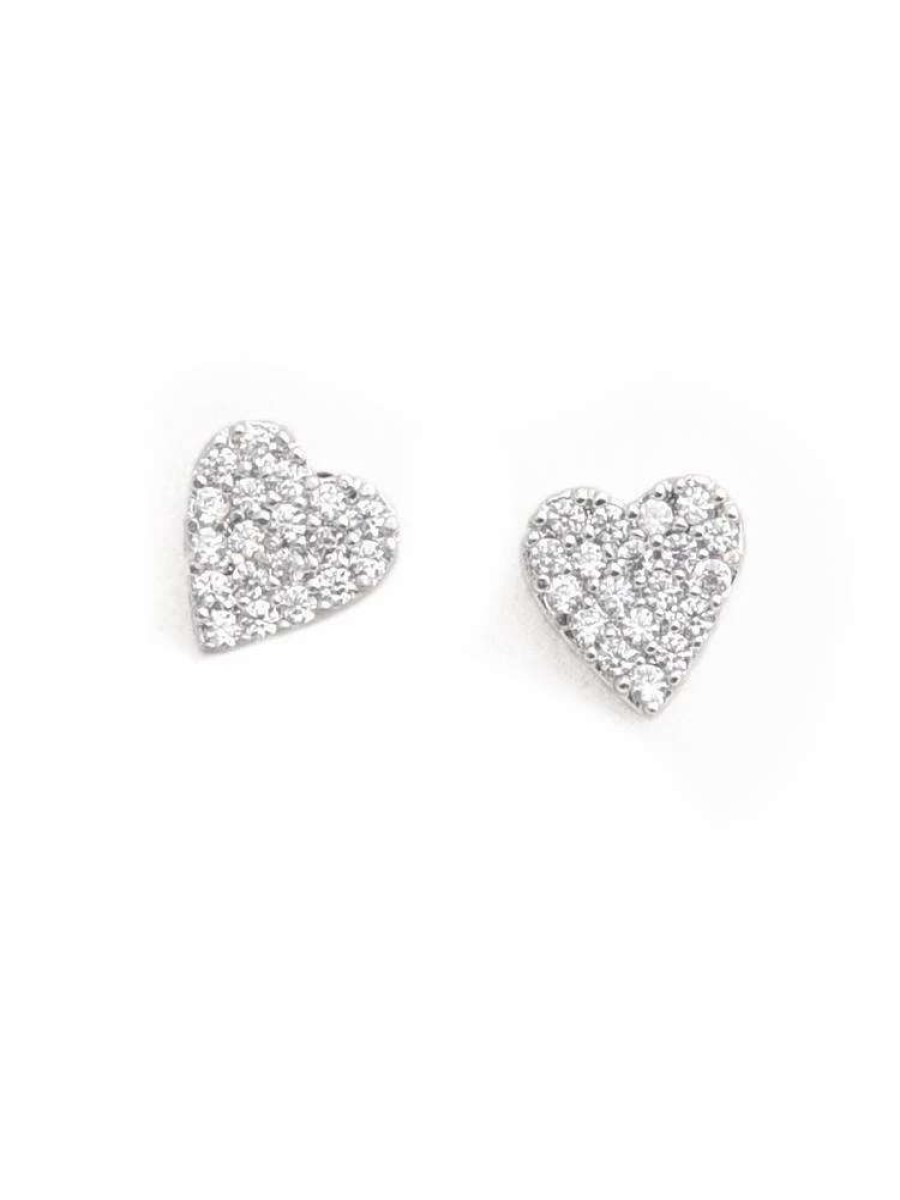 Jewelry * | Tai Cz Heart Studs Silver