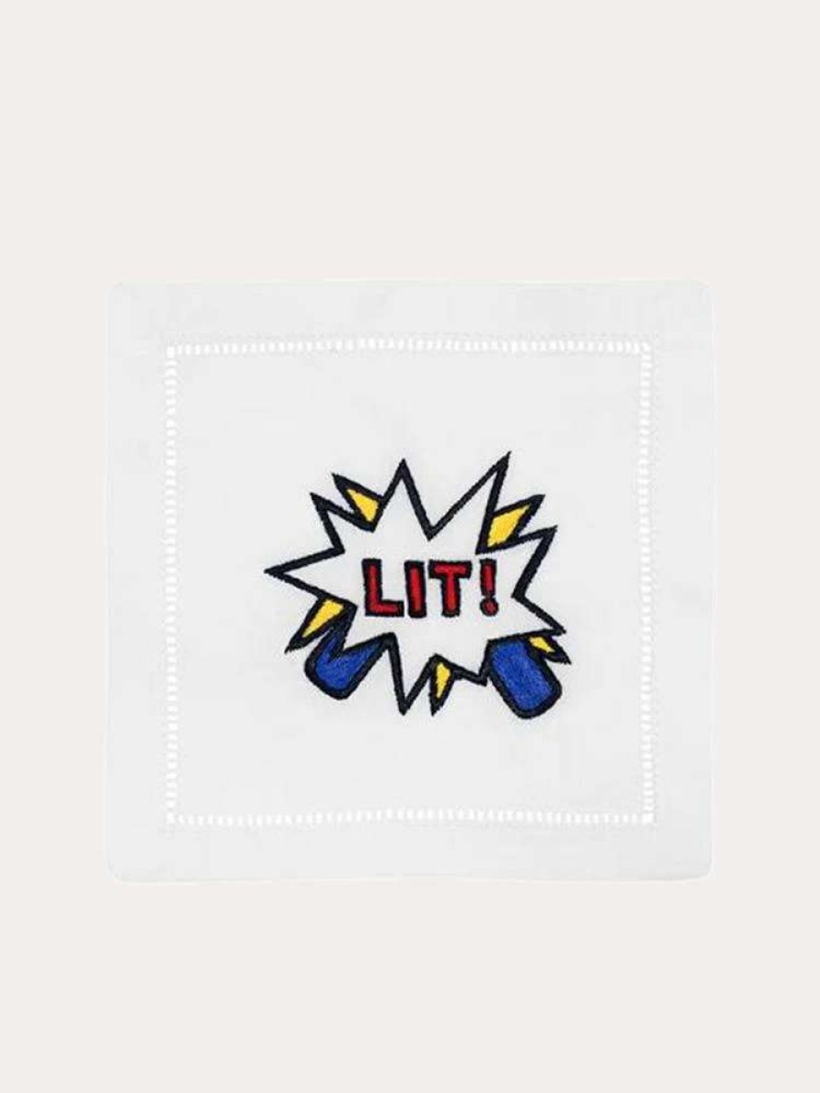 Decor * | August Morgan Lit! Cocktail Napkin Set Of 4 Multi