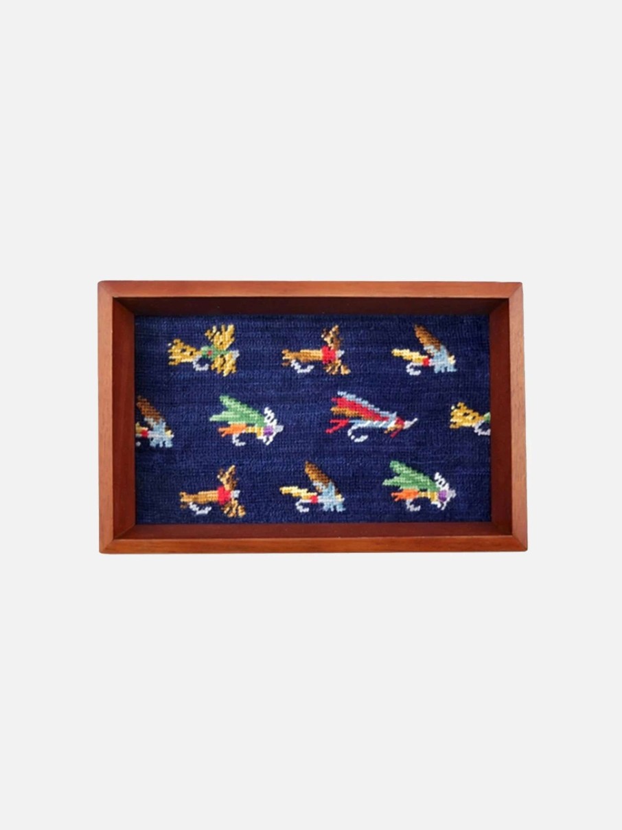 Decor * | Smathers & Branson Fishing Flies Pattern Needlepoint Valet Tray N/A