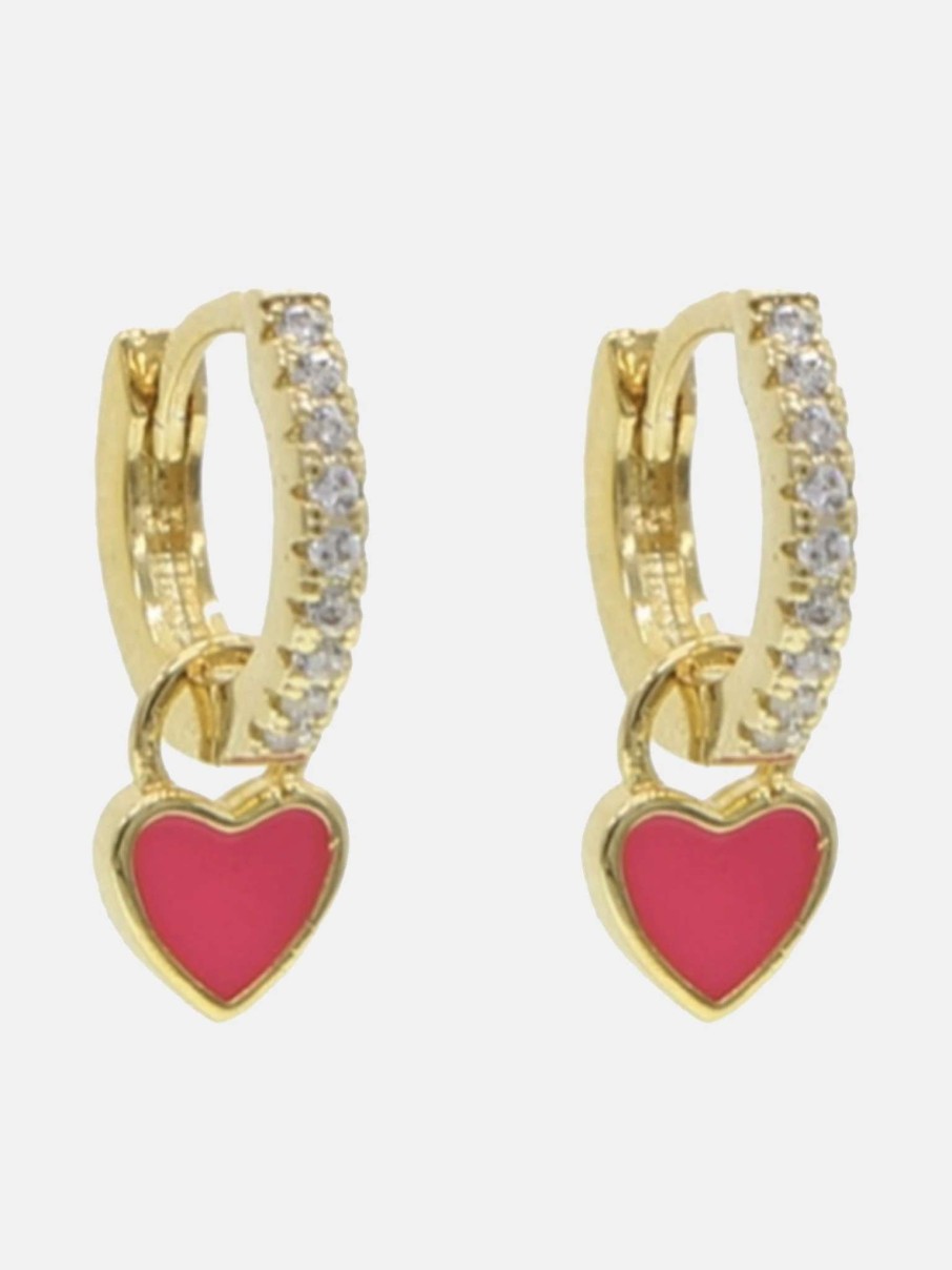 Jewelry * | Accessory Concierge Huggies With Removable Heart Charm Earring