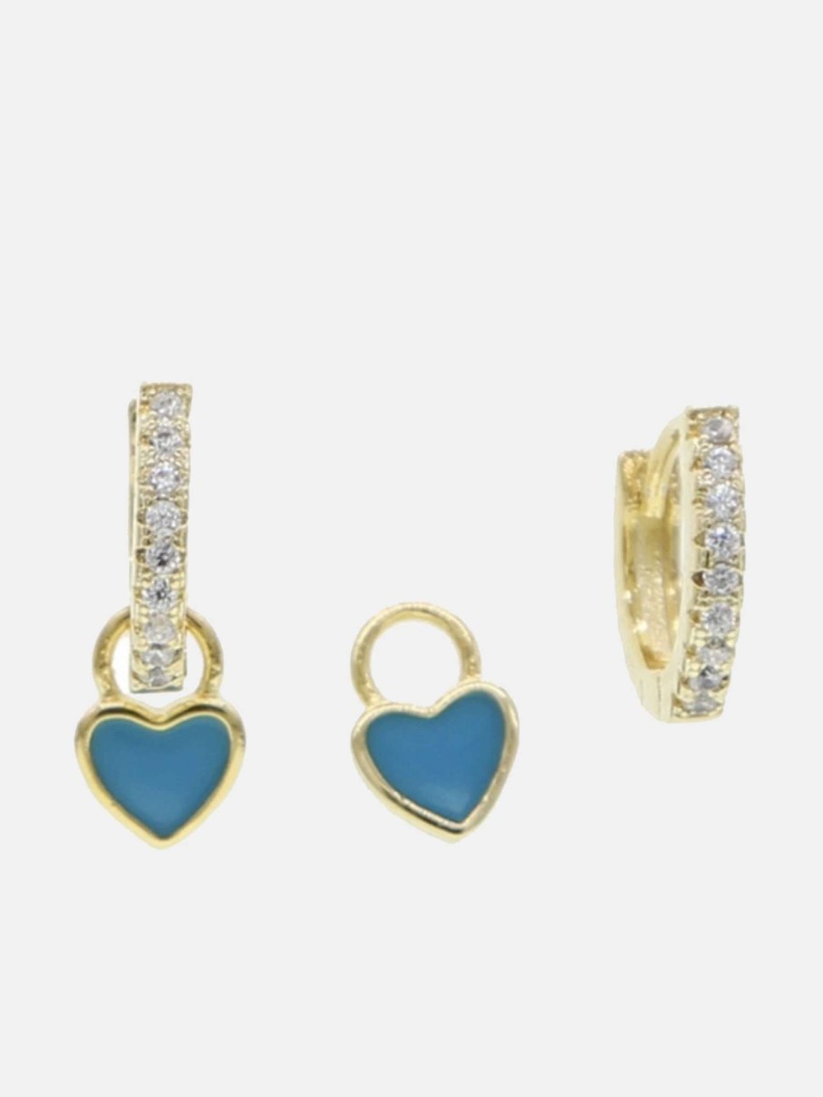 Jewelry * | Accessory Concierge Huggies With Removable Heart Charm Earring