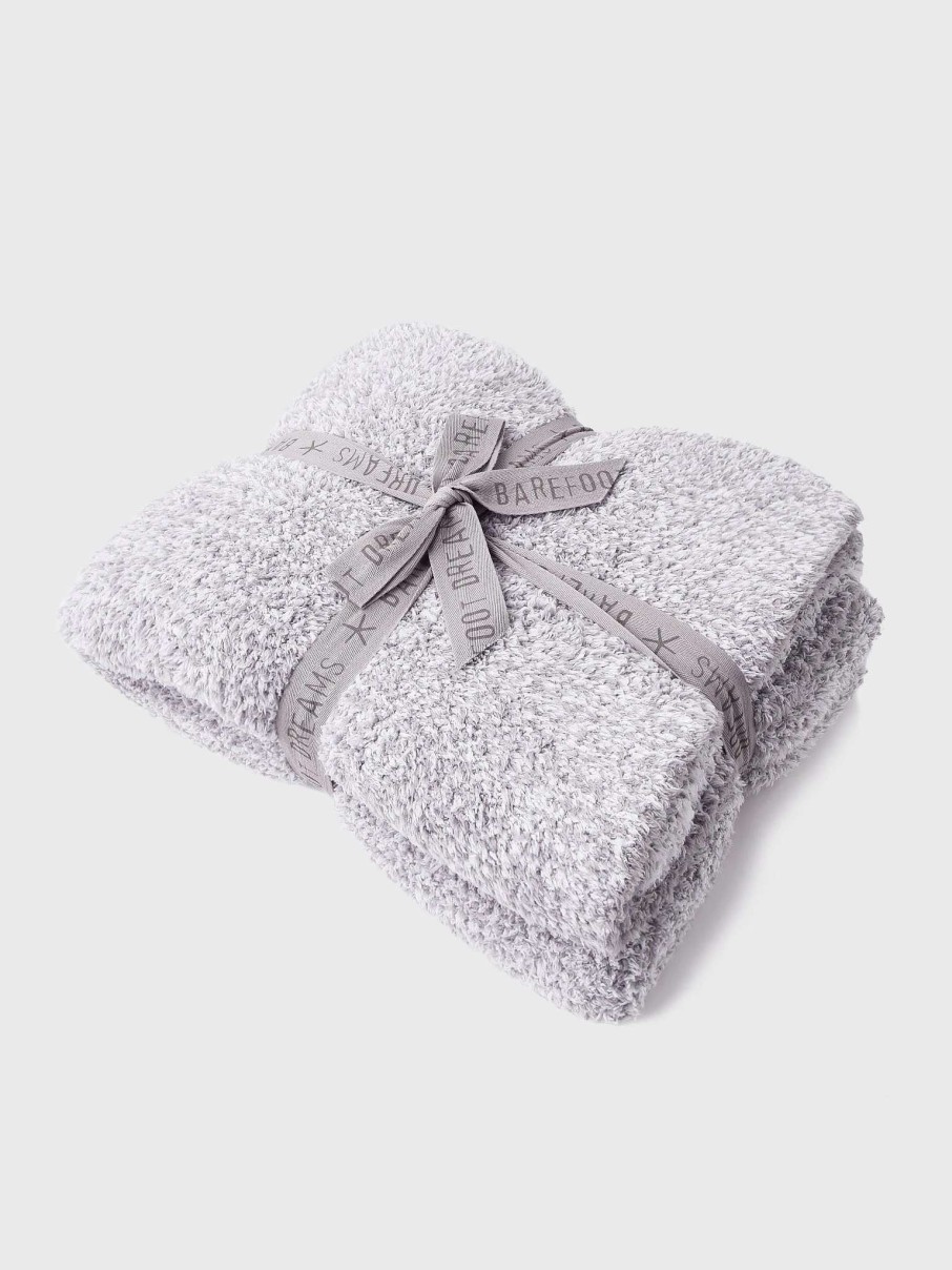 Decor * | Barefoot Dreams Cozychic Heathered Throw Blanket Dove Gray-White