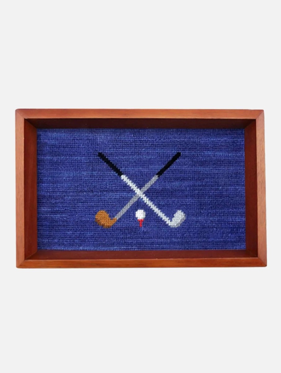 Decor * | Smathers & Branson Crossed Clubs Needlepoint Valet Tray N/A