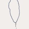 Jewelry * | Deborah Gaspar Denim Tone Dyed Jade Gunmetal Crystal Drop Necklace