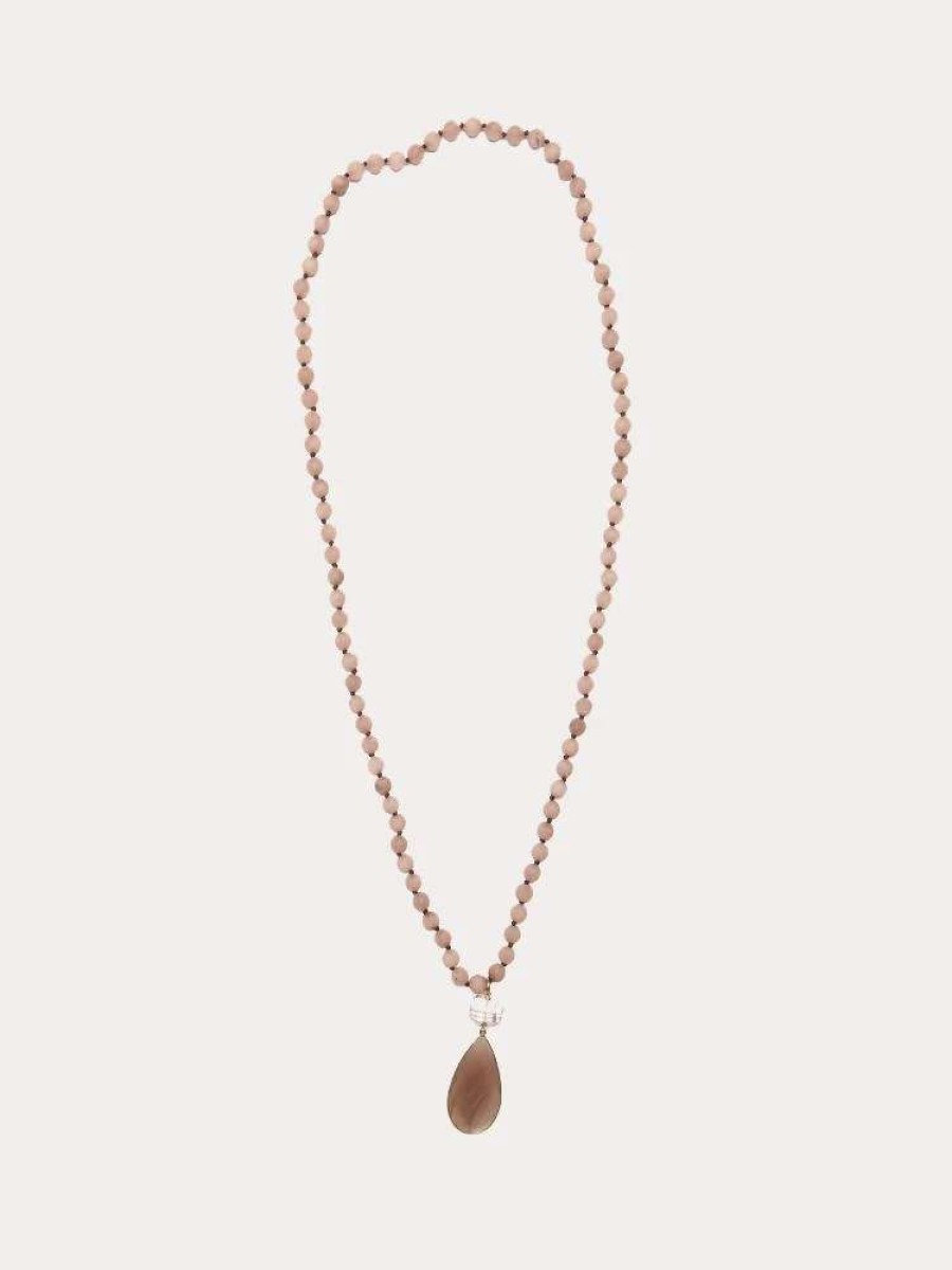 Jewelry * | Deborah Gaspar Blush Dyed Faceted Pink Quartz Chocolate Moonstone Necklace