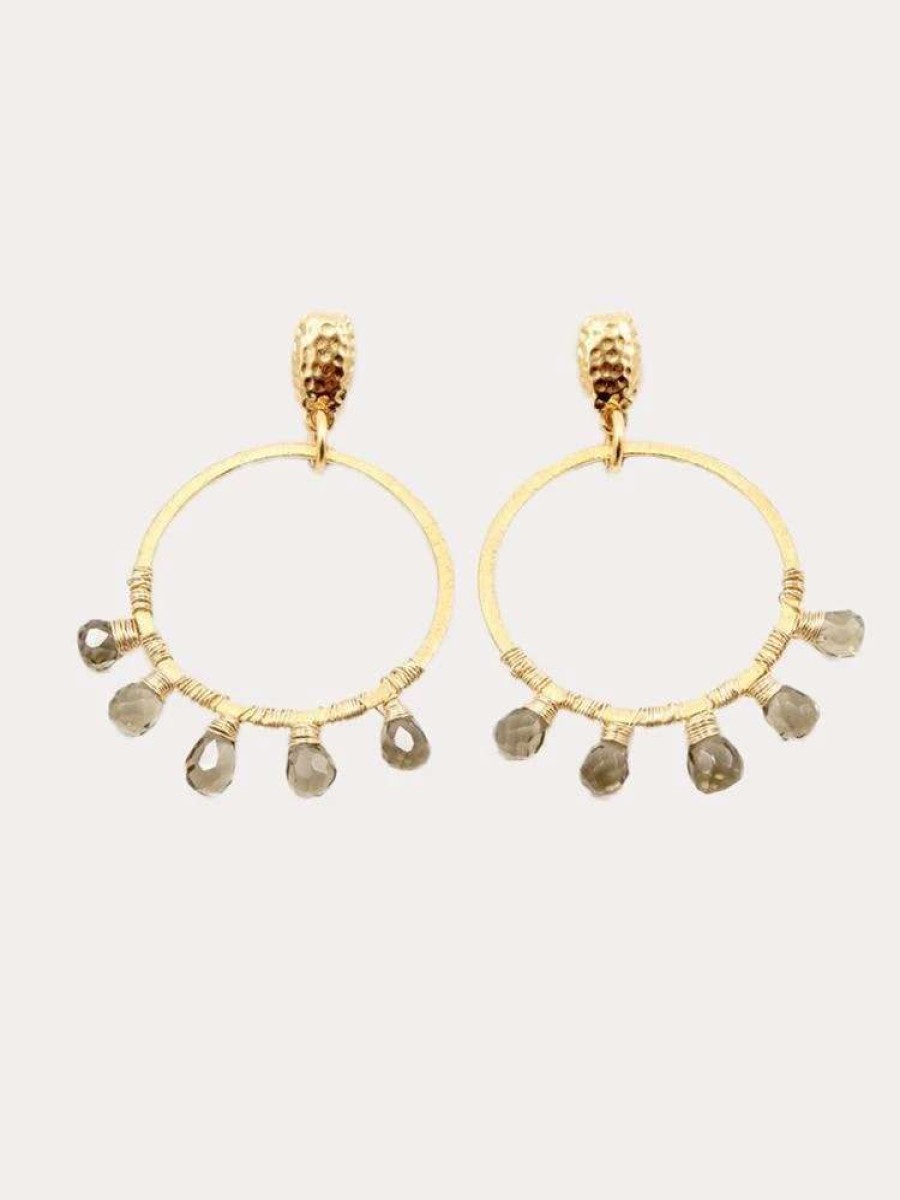 Jewelry * | Nicole Leigh Jewelry Halle Earrings Smoky Quartz