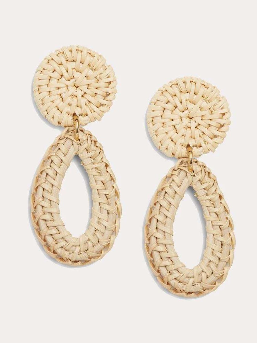 Jewelry * | Neely Phelan Teardrop Earrings Rattan