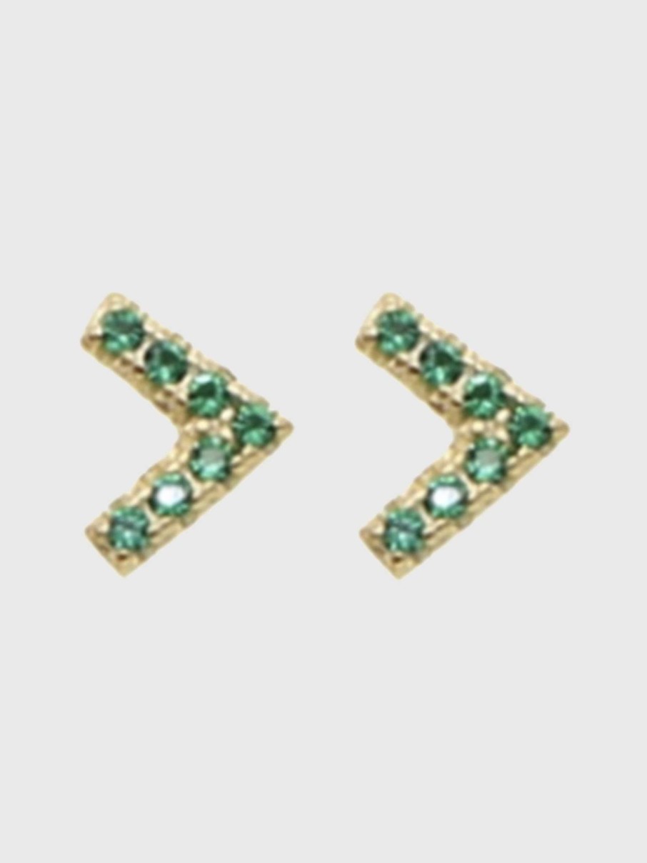 Jewelry * | Accessory Concierge Pave Chevron Stud Earring Pink