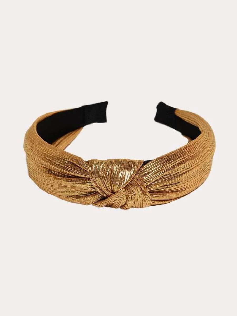 Jewelry * | Arthur Jane Claire Metallic Top Knot Headband Gold