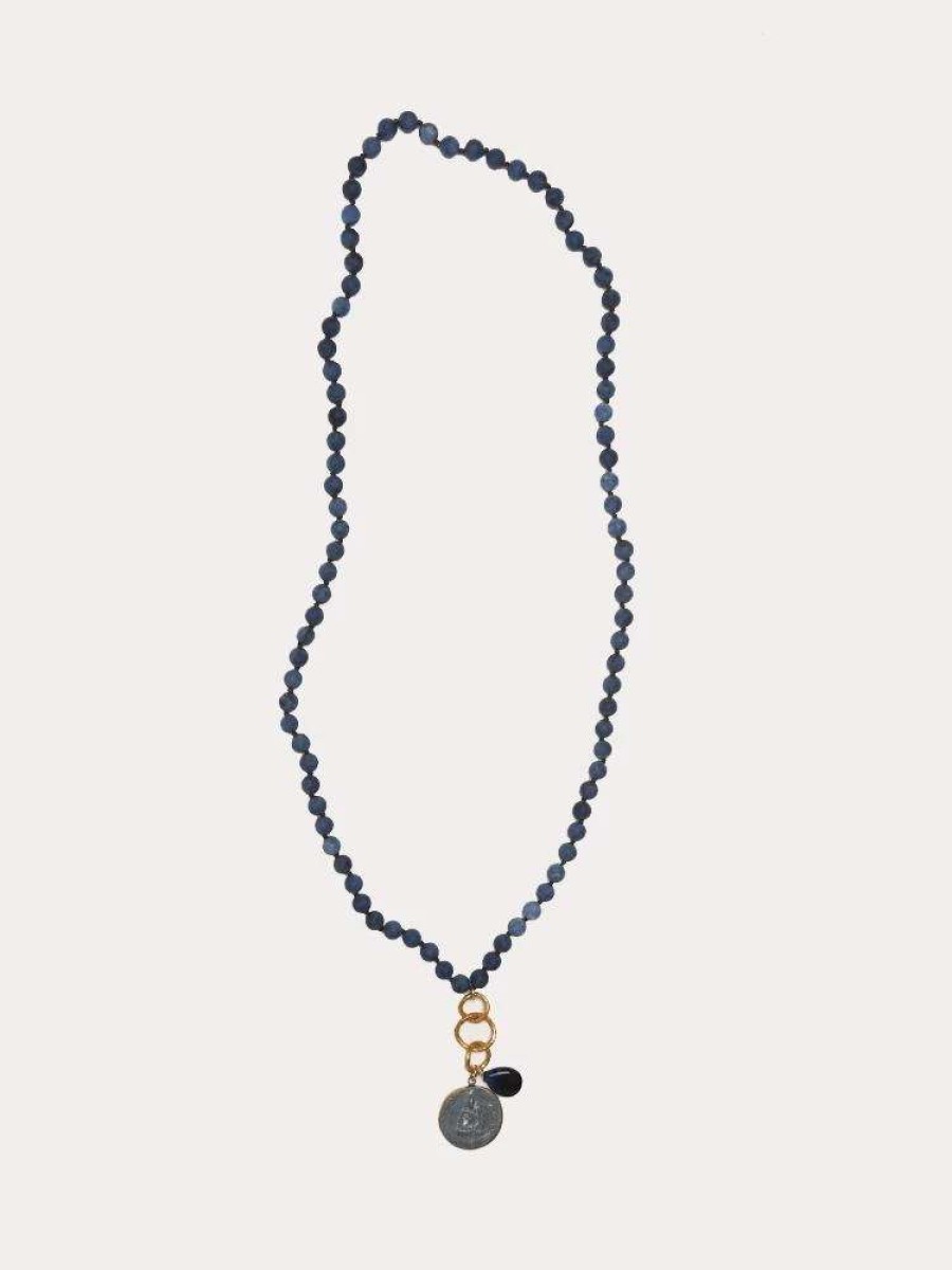 Jewelry * | Deborah Gaspar Denim Tone Dyed Jade Necklace