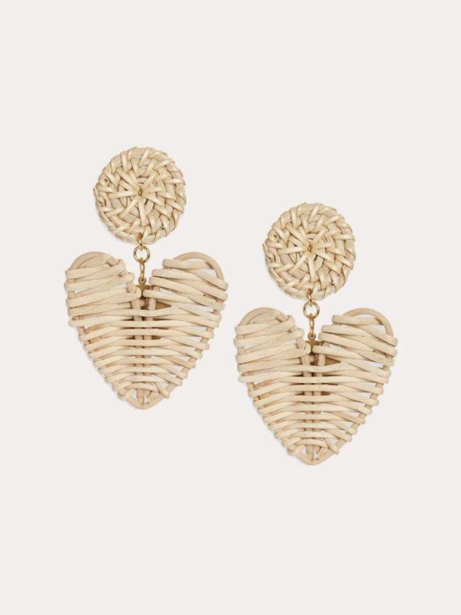 Jewelry * | Neely Phelan Rattan Hear Drop Earrings