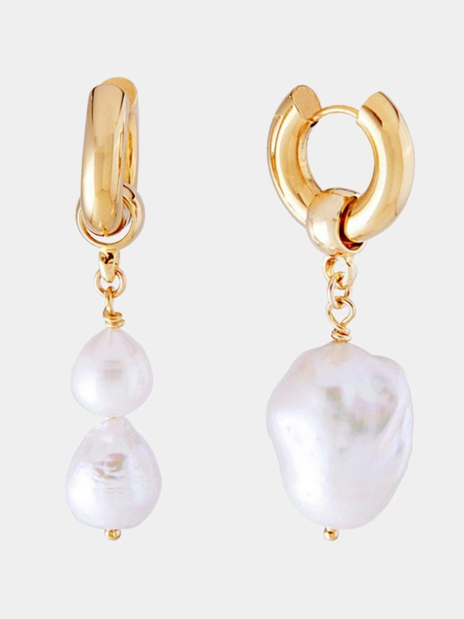 Jewelry * | Martha Calvo Mismatched Baroque Pearl Earring Gold/Pearl