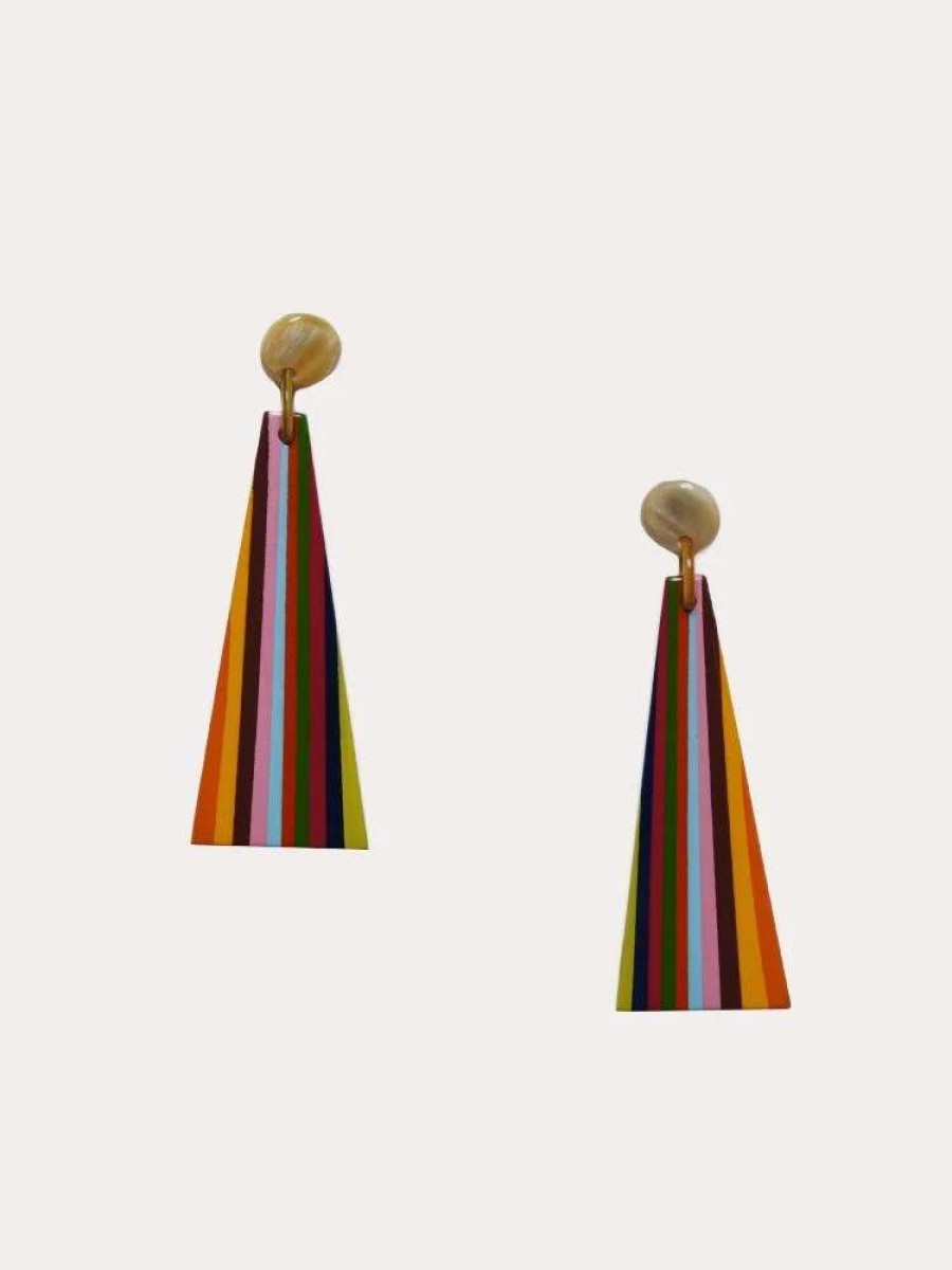 Jewelry * | Sunshine Tienda Large Triangle Earrings Rainbow