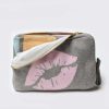 Decor * | Pink Lemonade Kiss Lips Travel Blanket Set Lt Grey Melange Med Pink