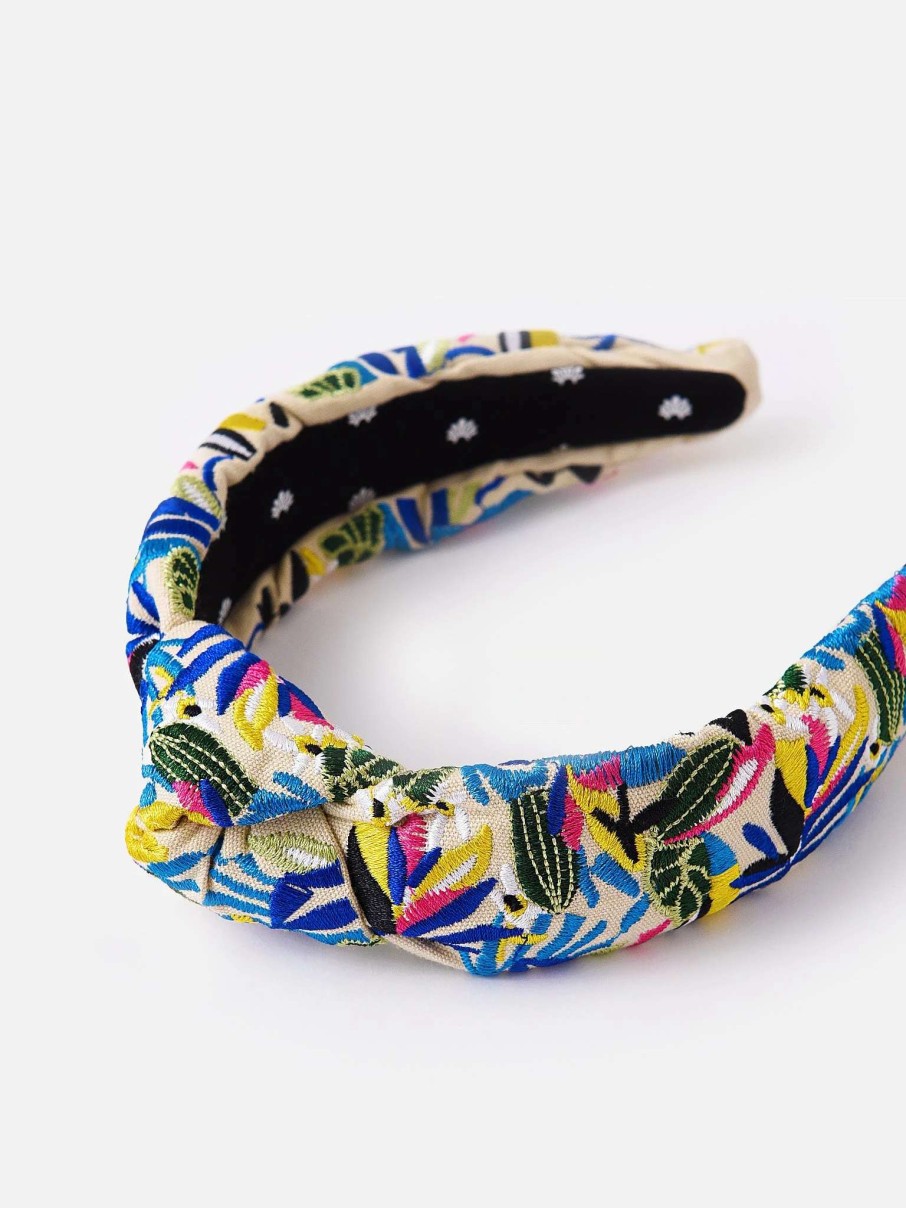 Jewelry * | Lele Sadoughi Rainforest Embroidered Knotted Headband Riviera Rainbow