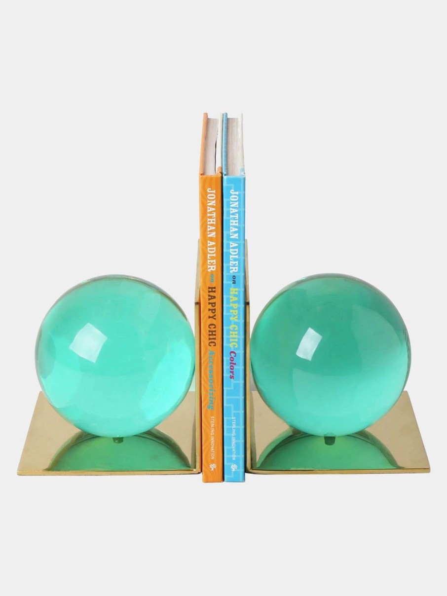 Decor * | Jonathan Adler Globo Bookends Green