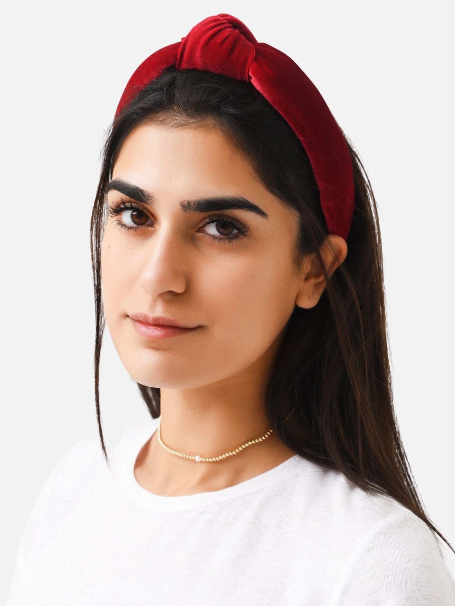 Jewelry * | Lele Sadoughi Women'S Velvet Knotted Headband Red