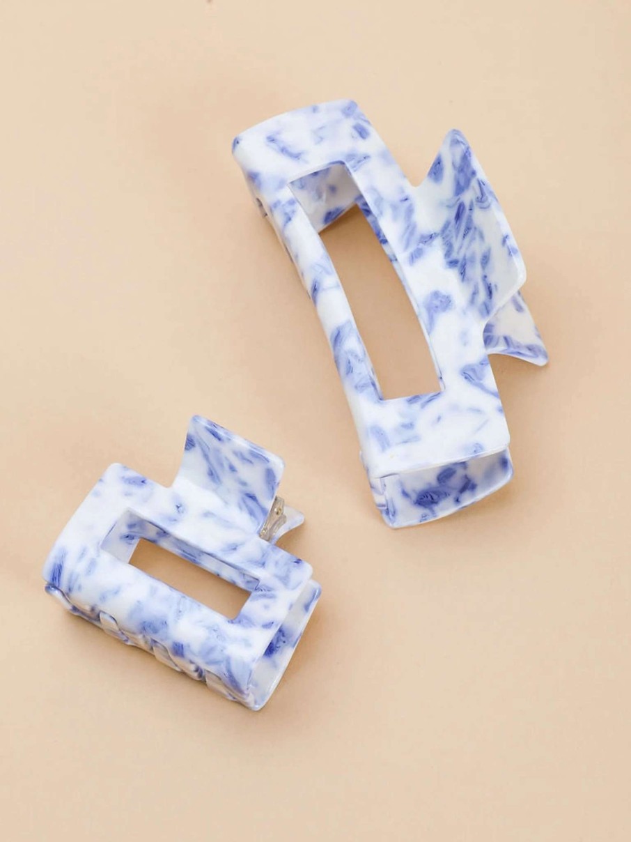 Hair Accessories * | Casa Clara Florence Hair Claw Clip Set Blue Ceramic