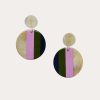 Jewelry * | Sunshine Tienda Circle Stripe Earrings Olive