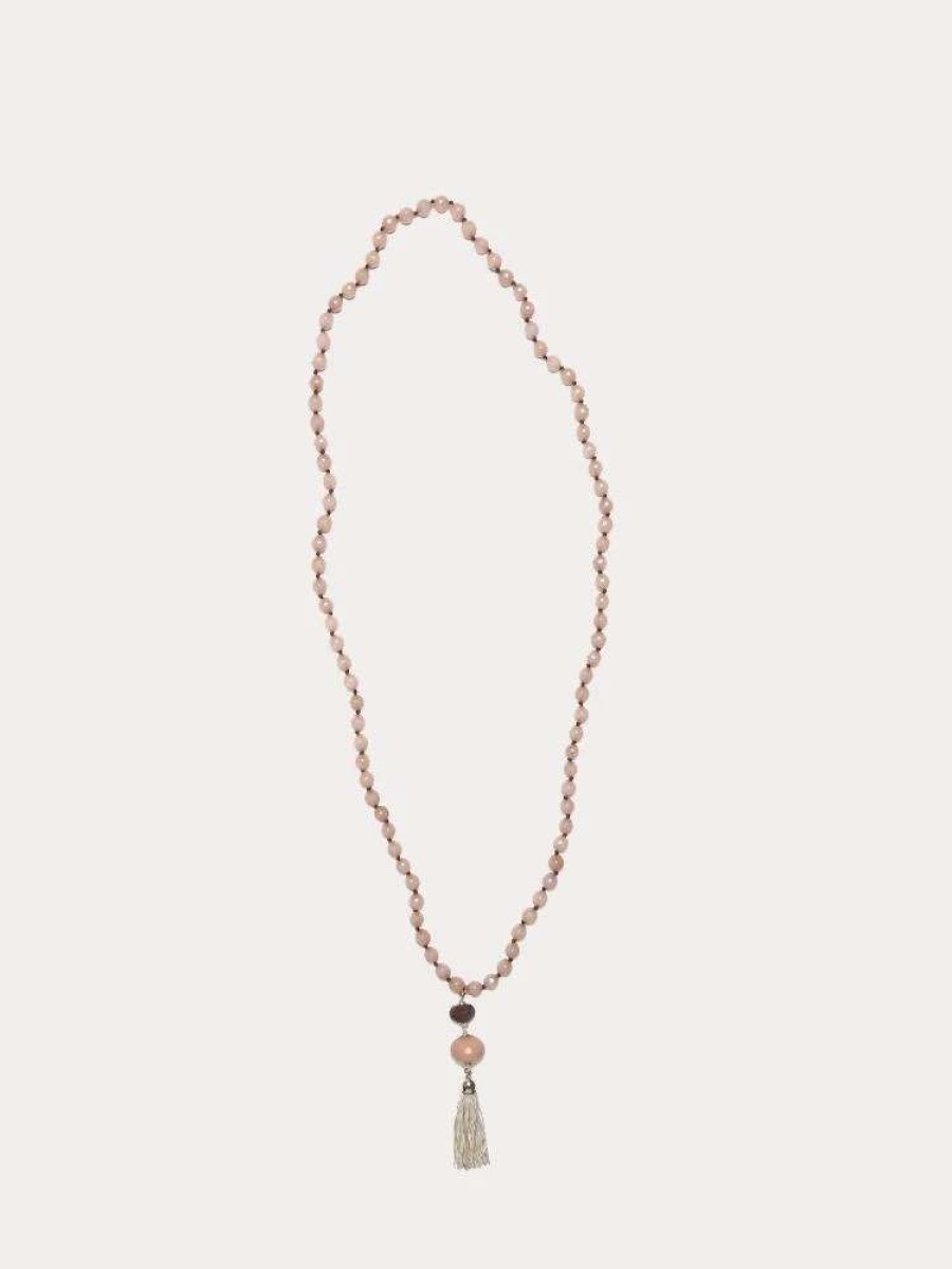 Jewelry * | Deborah Gaspar Blush Faceted Chocolate Moonstone Sterling Silver Tassel Necklace