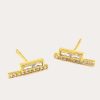 Jewelry * | Tai Baguette Stick Post Earring Champagne/ Clear