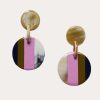 Jewelry * | Sunshine Tienda Mini Stripe Circle Earrings Olive