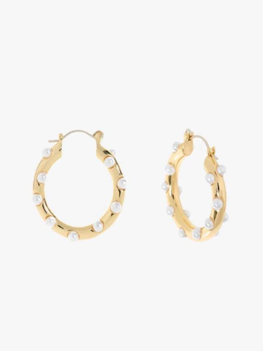 Jewelry * | Shashi Dominique Hoop Earrings Pearl