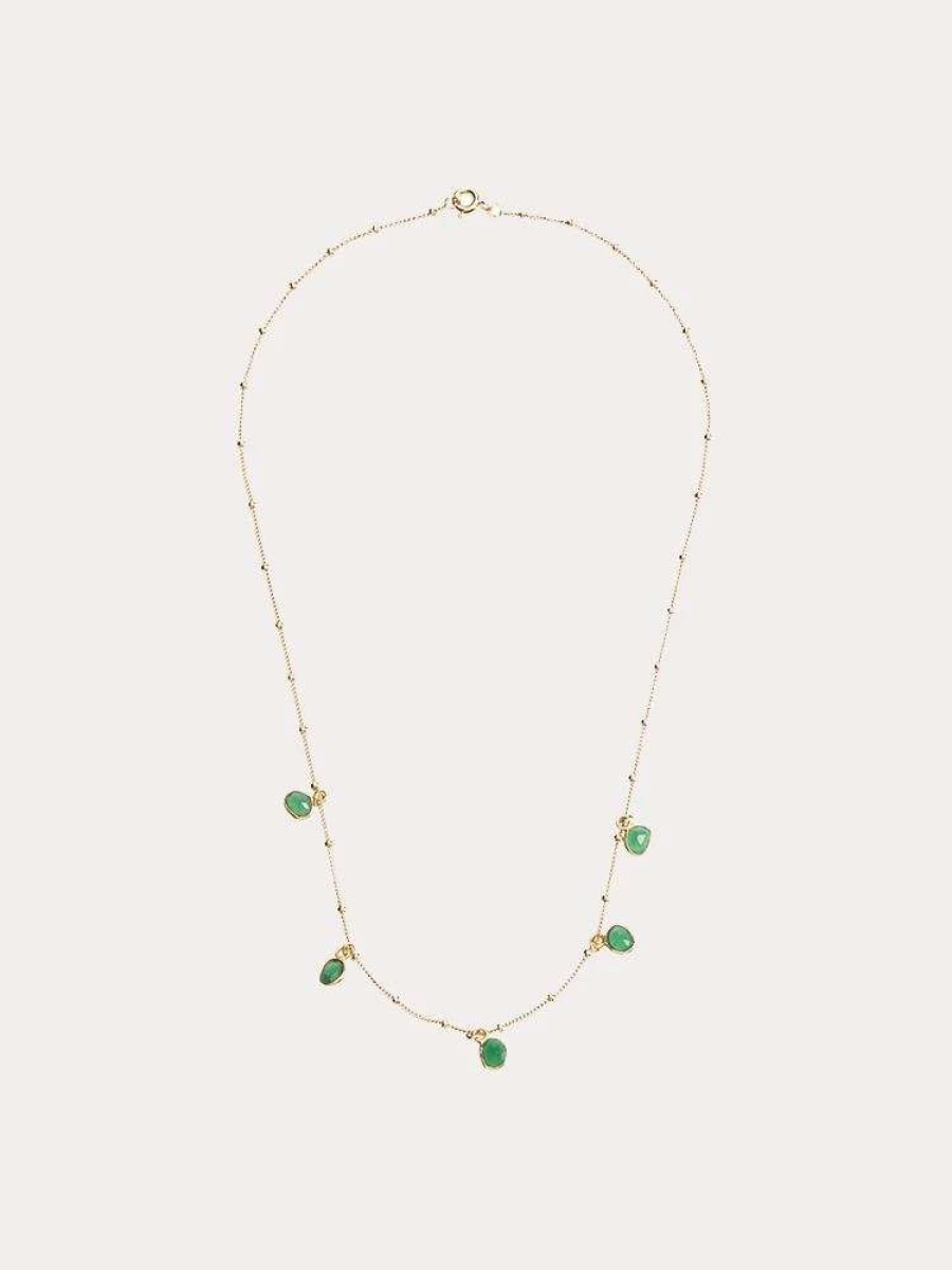 Jewelry * | Joy Dravecky Mini Bezel Drop Necklace Green Onyx