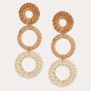 Jewelry * | Neely Phelan Rattan 3 Hoop Drop Earrings Gold