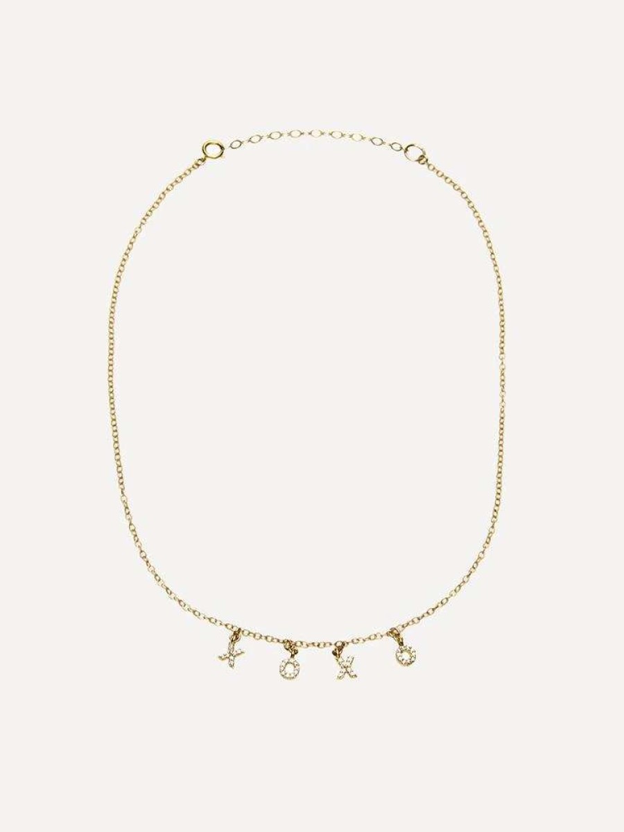 Jewelry * | Joy Dravecky Cz Letter Necklace Xoxo