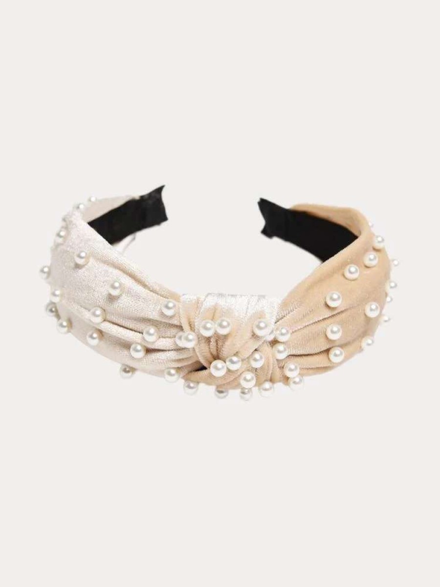 Jewelry * | Arthur Jane Claire Velvet Pearl Top Knot Headband