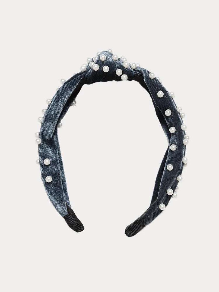 Jewelry * | Arthur Jane Claire Velvet Pearl Top Knot Headband