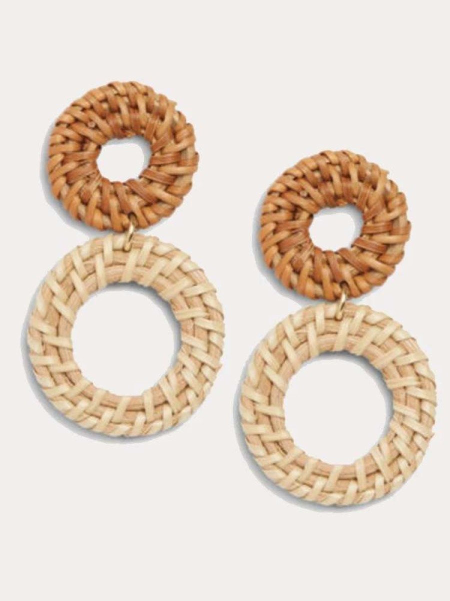 Jewelry * | Neely Phelan Double Hoop Earrings Rattan