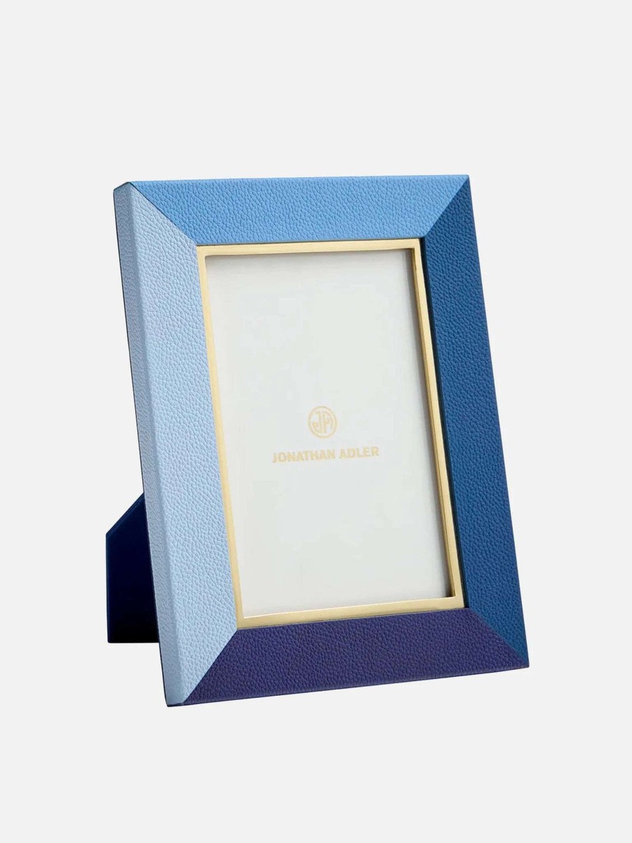 Decor * | Jonathan Adler Perimeter Leather 4 6 Photo Frame Blue