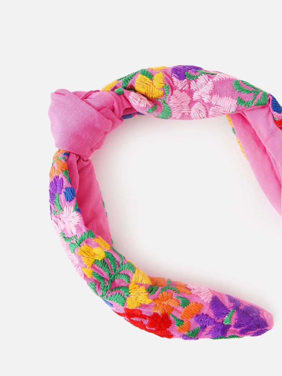 Jewelry * | J.Marie J. Marie Cameron Headband Pink/Multi Embroidery