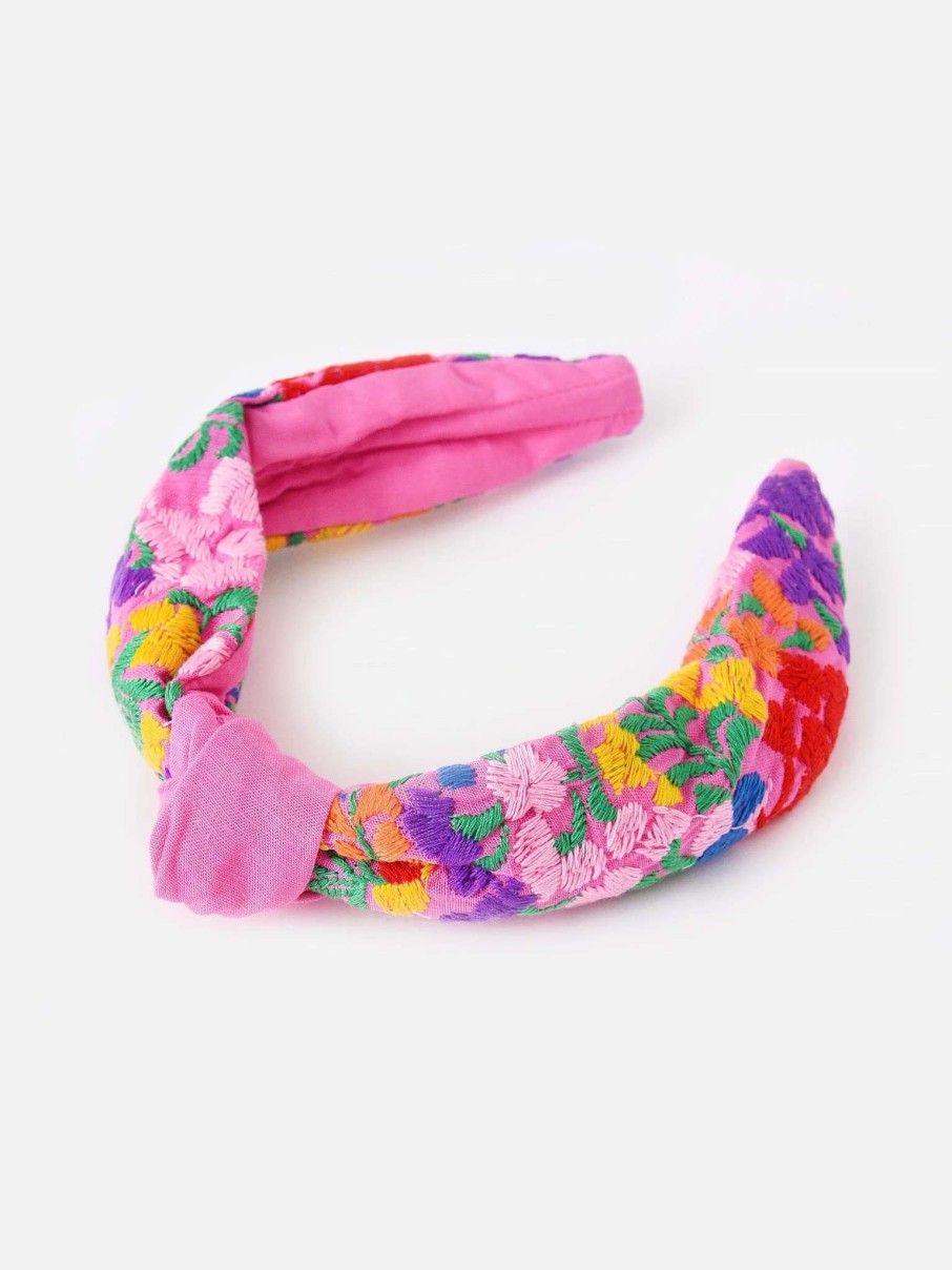 Jewelry * | J.Marie J. Marie Cameron Headband Pink/Multi Embroidery