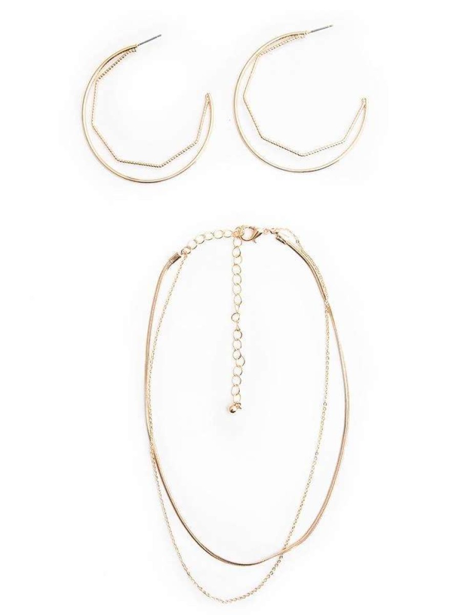 Jewelry * | 8 Other Reasons Necklace And Hoop Set Gold