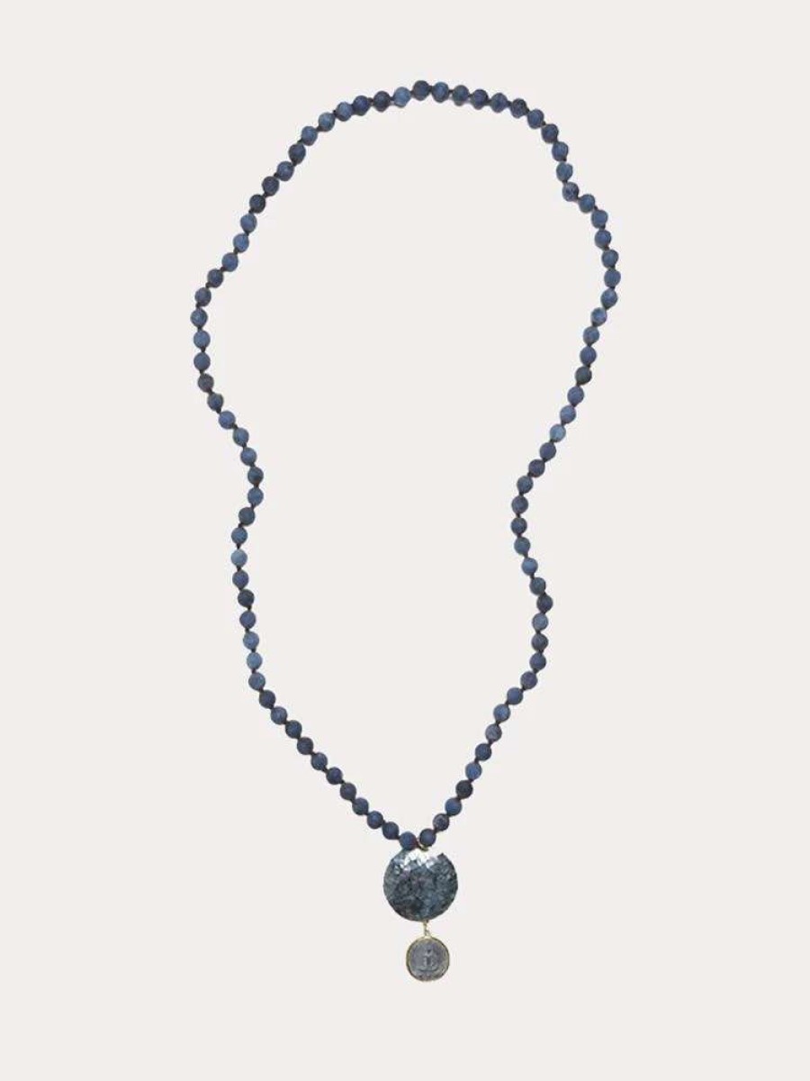 Jewelry * | Deborah Gaspar Denim Tone Dyed Jade Mother Of Pearl Necklace