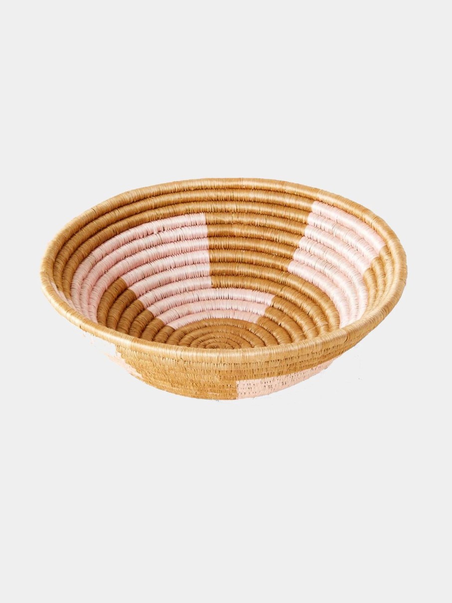 Decor * | Indego Africa Tea Zig Zag Plateau Basket Pink