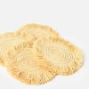 Decor * | Indego Africa Raffia Fringe Set Of 4 Coasters Natural Raffia