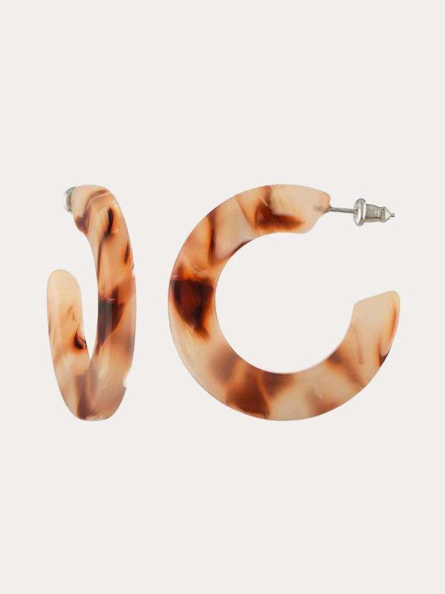 Jewelry * | Machete Kate Hoop Earrings In Blush Tortoise