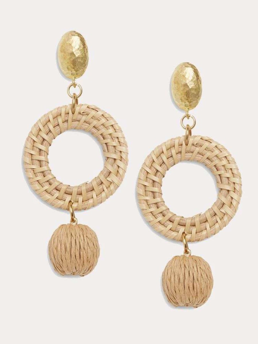 Jewelry * | Neely Phelan Hoop Drop Earrings Rattan